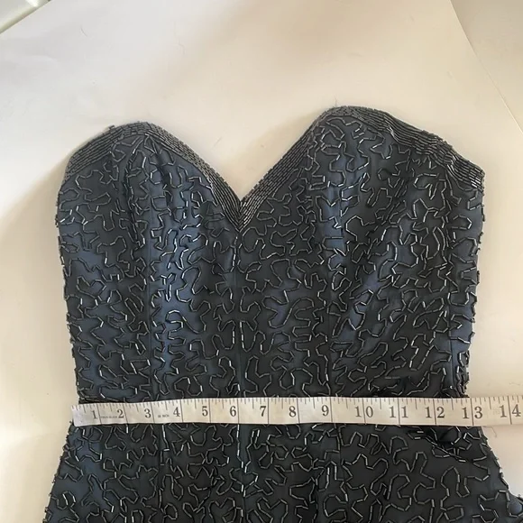 Black Tie He-ro Industries Womens Silk Beaded Strapless Evening Jumpsuit size 4 - Picture 9 of 14